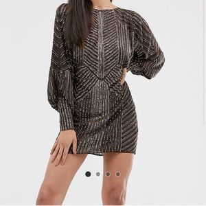 brown sequin mini dress